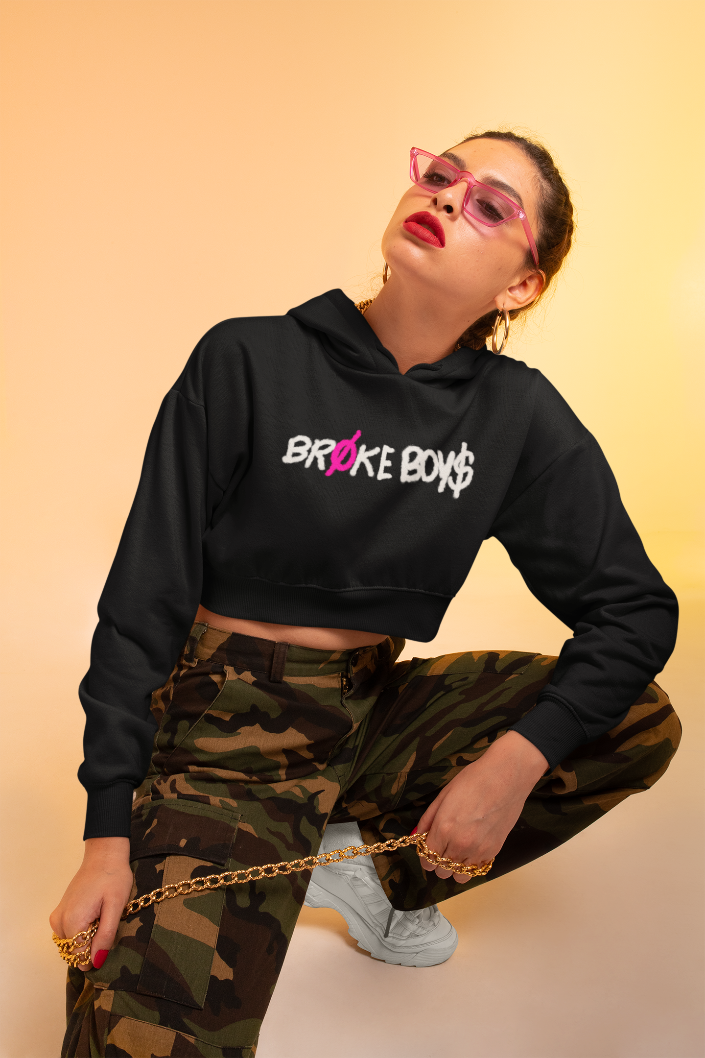 No Broke Boy$ Croptop Hoodie