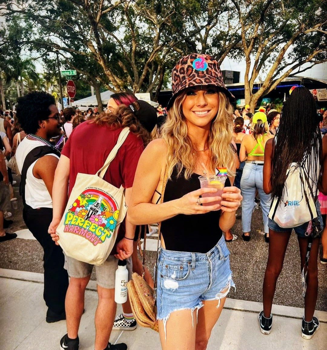 FLA LIV'N Cheetah Bucket Hat — Hot Pink Logo